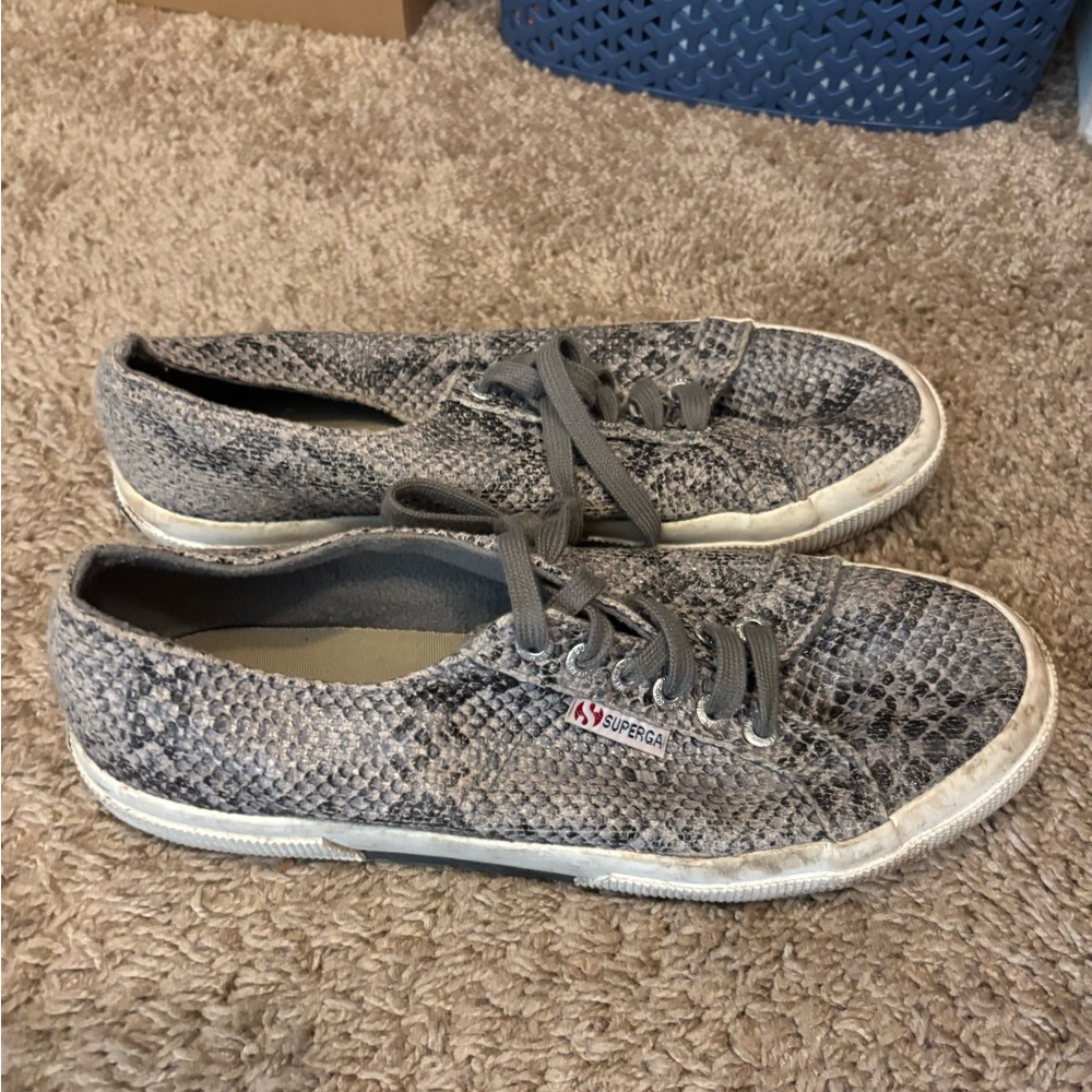 Superga Gray Snakeskin Sneakers